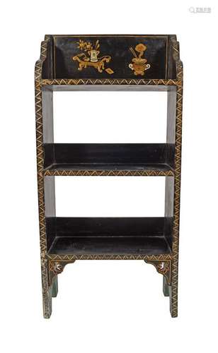 LATE 19TH-CENTURY LACQUERED OPEN BOOKSHELF