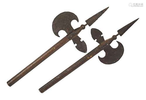 PAIR OF ANTIQUE CEREMONIAL PIKE HEADS