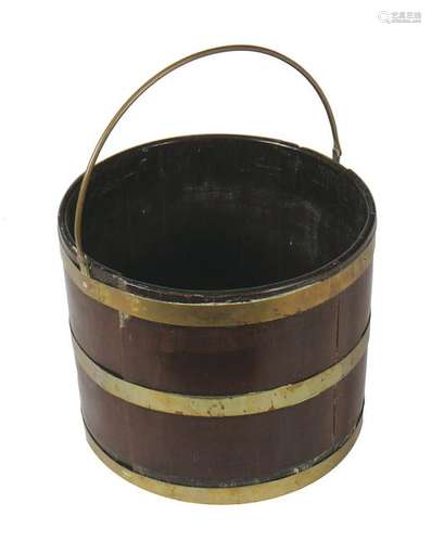 GEORGIAN MAHOGANY AND BRASS BOUND PEAT BUCKET