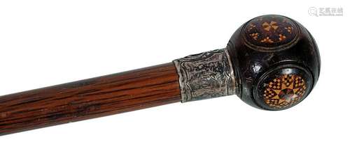 19TH-CENTURY SILVER HANDLED WALKING STICK