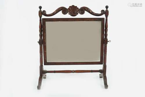 GEORGE III MAHOGANY CRUTCH MIRROR