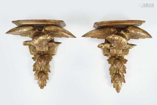 PAIR OF 19TH-CENTURY CARVED GILTWOOD BRACKETS