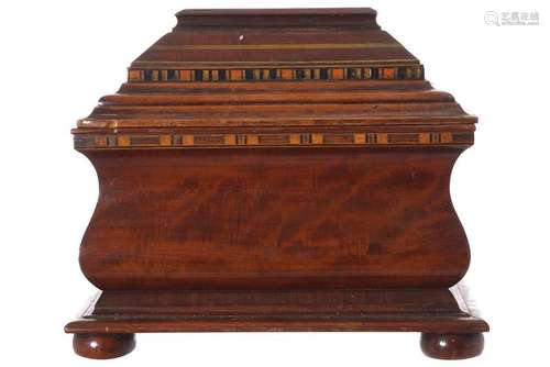 REGENCY PERIOD MAHOGANY AND PARQUETRY INLAID TEA CADDY