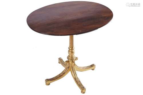 19TH-CENTURY MAHOGANY &  CARVED GILT WOOD TABLE