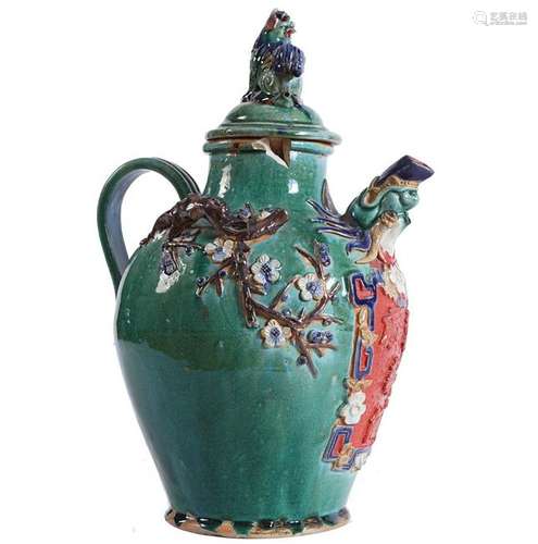 LARGE CHINESE POLYCHROME EWER