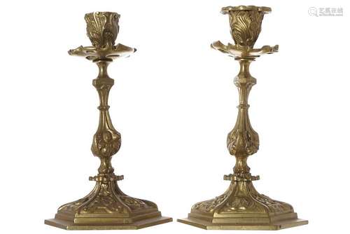 PAIR OF FRENCH ORMOLU CANDLESTICKS