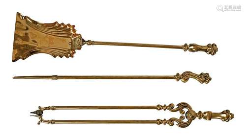 SET OF GEORGIAN BRASS FIRE IRONS