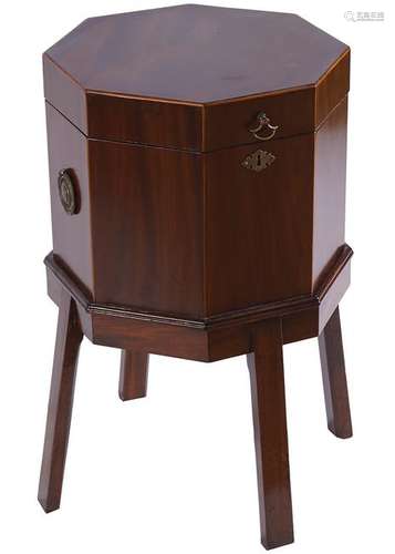 EDWARDIAN MAHOGANY AND BOXWOOD INLAID CELLARET