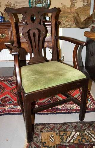 GEORGE III  MAHOGANY CHIPPENDALE ELBOW CHAIR