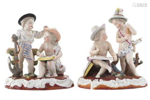 PAIR OF AUGUSTUS REX PORCELAIN GROUPS