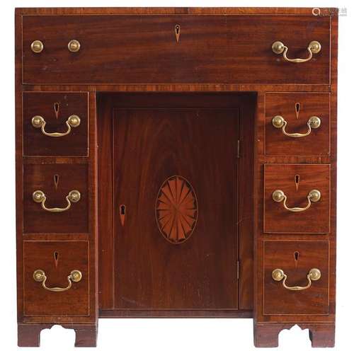 GEORGE III MAHOGANY, INLAID WRITING DESK