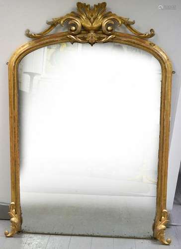 19TH-CENTURY CARVED GILTWOOD OVER MANTLE MIRROR