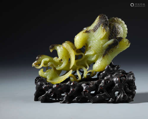 A Rare Chinese Carved Yellow Jade Bird