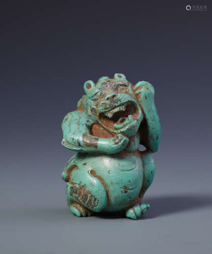 A Finely Carved Chinese Turquoise Bear