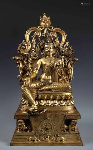 A Large Chinese Gilt Bronze Figure of Tara