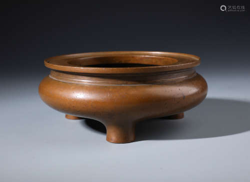 A Fine Chinese Bronze Tripod Censer With Mark