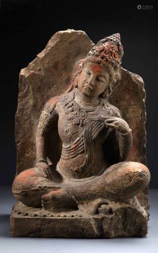 A Very Important Chinese Stone Carved Figure of  Avalokitesvara