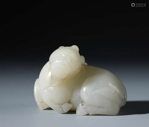 A Finely Carved Chinese White Jade Beast
