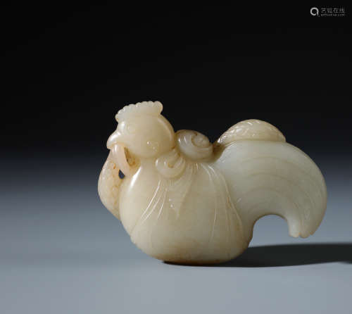 A Fine Chinese Carved White Jade Hen