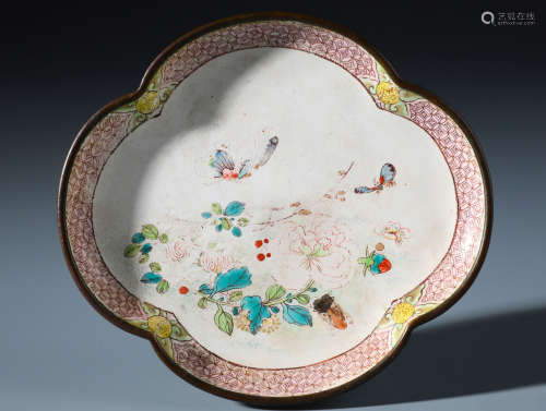 A Small Chinese Enamelled Lobbed Dish