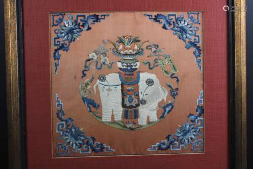A Chinese 'ELEPHANT' Embroidery, Reign of Tai Ping