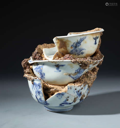 Three Chinese Blue and White Porcelain Bowls