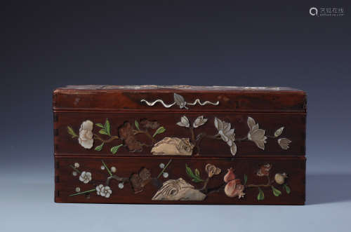 A Finely Carved Chinese Hardwood Tiered Box