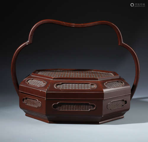 A Rare Chinese Brown Lacquered Basket
