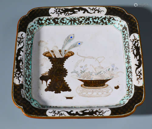 A Small Chinese Enamelled Square Dish