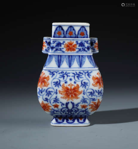 A Fine Chinese Underglazed  Blue and  Iron-red Vase ,Hu