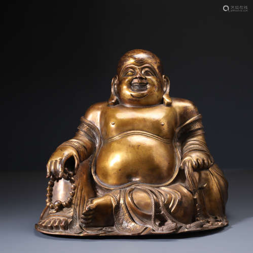 A Chinese Gilt Bronze Figure of Maitreya