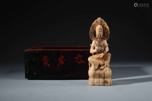 A Fine Chinese Stone Carving of Guanyin(Japanese Collection)