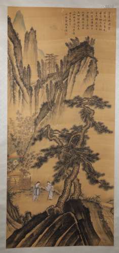 A Fine Chinese Hand-drawn Landscape Painting Signed by Jincheng