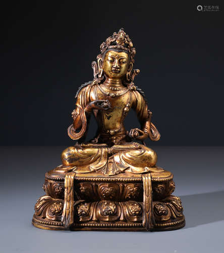 A Chinese Carved Gilt Bronze Figure of Vajrasattva