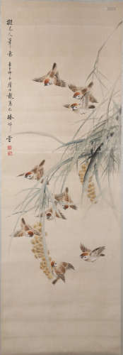 A Chinese Hand-drawn Painting of Birds Signed by Yanbolong