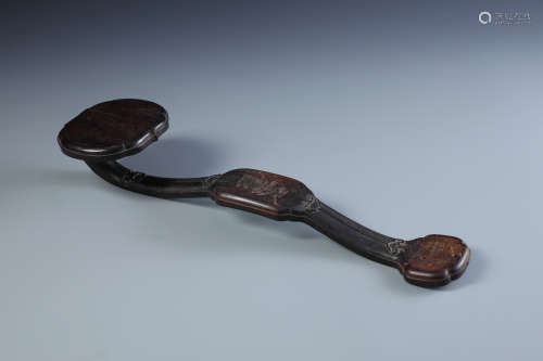 A Finely Carved Chinese  Zitan Ruyi Scepter
