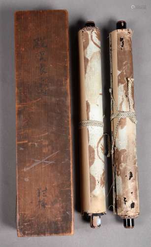 Two Chinese Hand-drawn Painting Scrolls of Luohan Signed By Ding Guan Peng