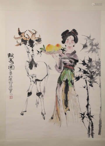 A Fine Chinese Hand-drawn Painting Signed by Chengshifa