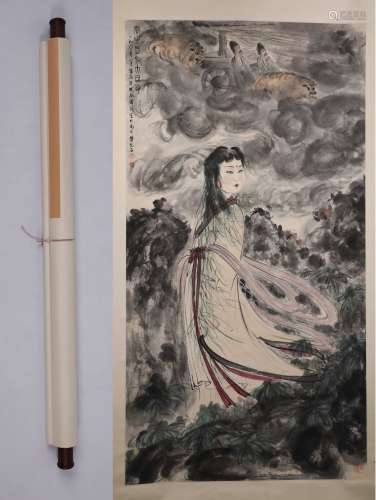 A Fine Chinese Hand-drawn Painting of A Lady Signed By Fu Baoshi