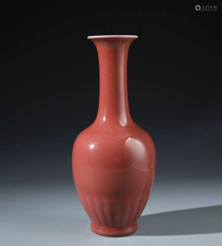 A Fine Chinese Red Glazed Long Neck Bottle Vase