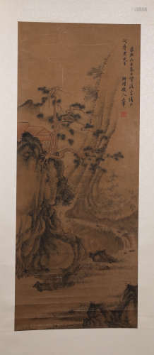 A Fine Chinese Hand-drawn Painting of Landscape Signed by Wang Hui