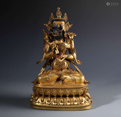 A Chinese Gilt Bronze Figure of Vajradhara Father-Mother