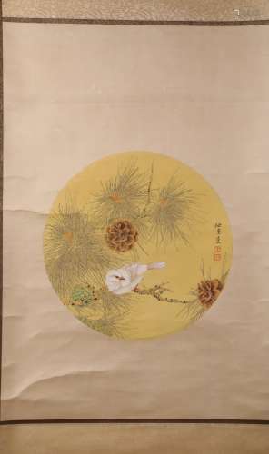 A Chinese Hand-drawn painting of Flower Signed by Renzhong