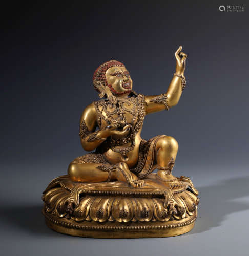 A Rare Chinese Gilt Bronze of Figure of Virupa