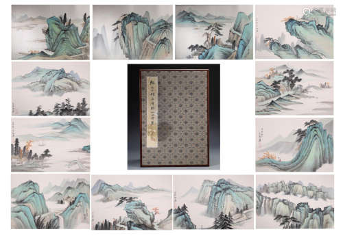 A Chinese Hand-drawn Painting Album of Landscape Signed By Zhang Daqian(12P）
