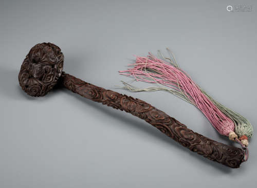 A Very Rare Chinese Carved Aloeswood Ruyi Scepter