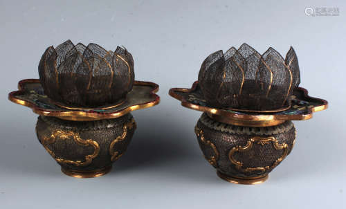 A Chinese Gilt-Silver 'LOTUS' Candlestick
