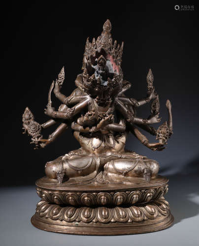 A Fine Chinese Gilt Bronze Figure of Guhyasamaja