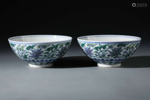 Pr Chinese Famille Rose Porcelain Bowls