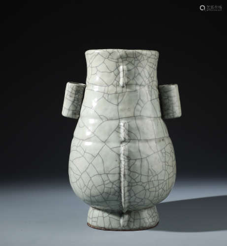 An Important Guan type Celadon Hu-shaped Vase